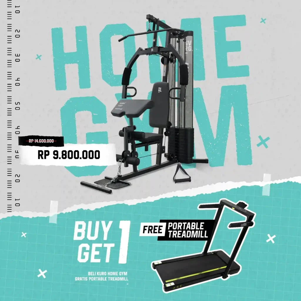 buy 1 get 1 home gym + foldable treadmill