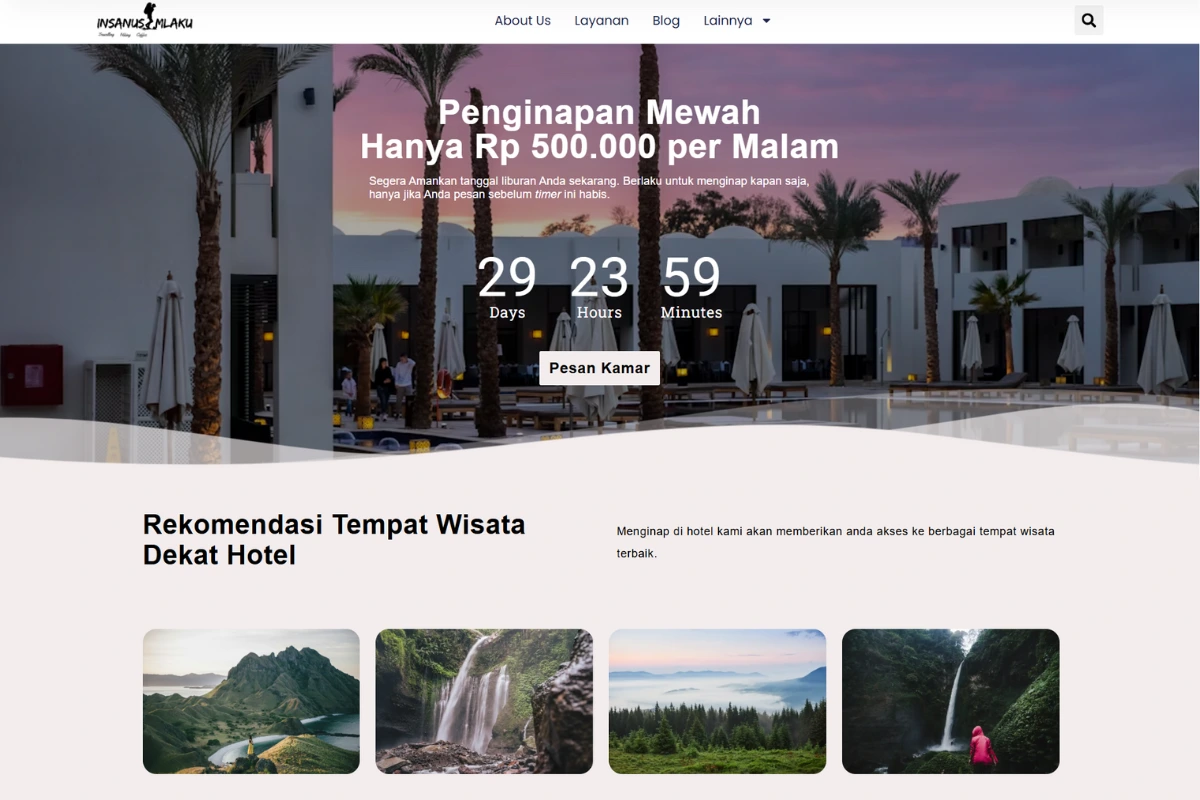 Preview Template Landing Page Penginapan