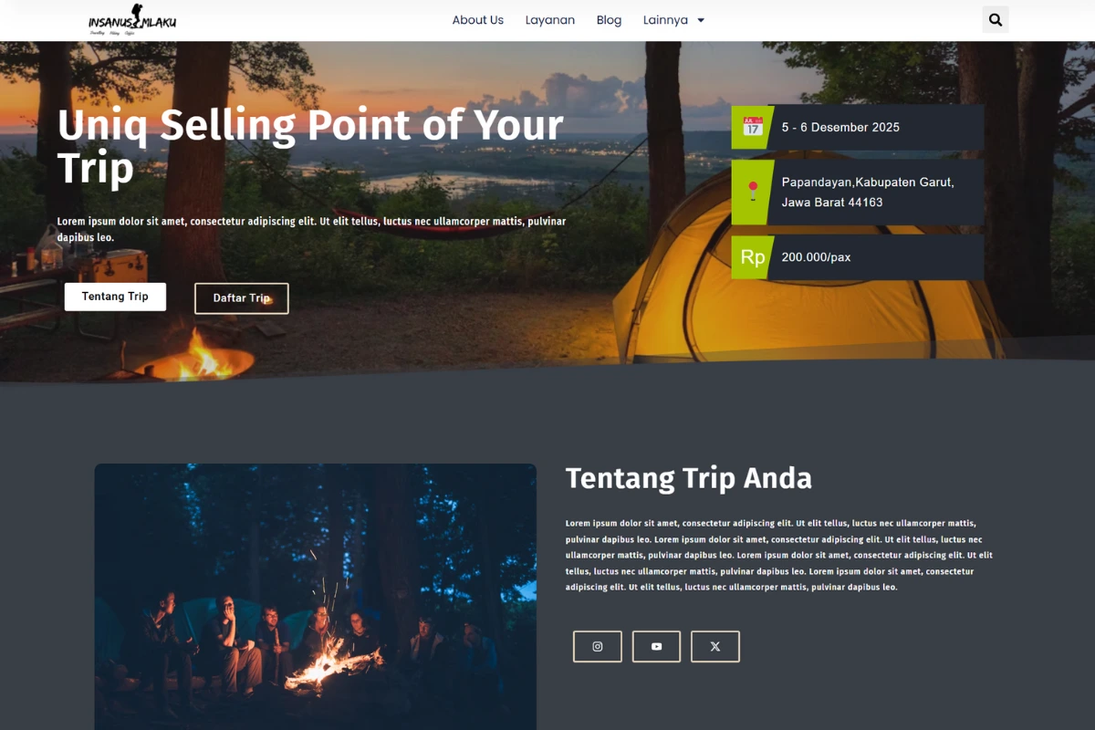 Preview Template Landing Page Penginapan