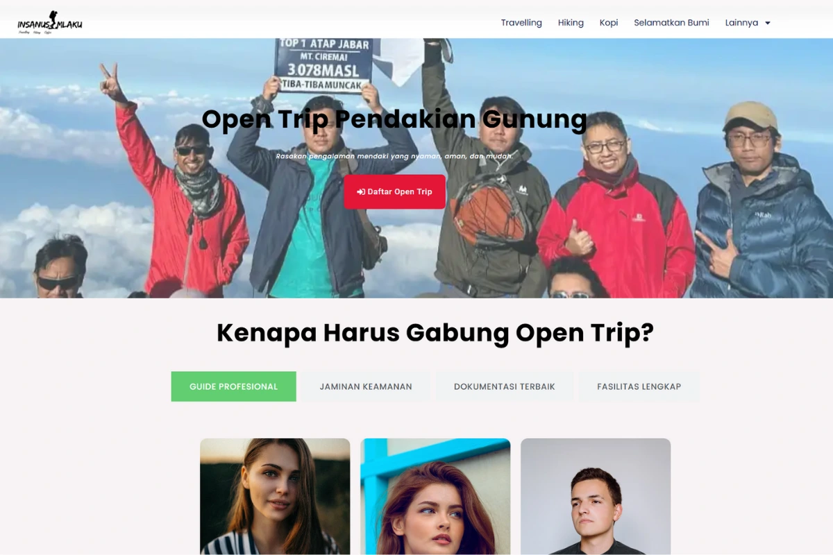 Preview Template Landing Page Open Trip
