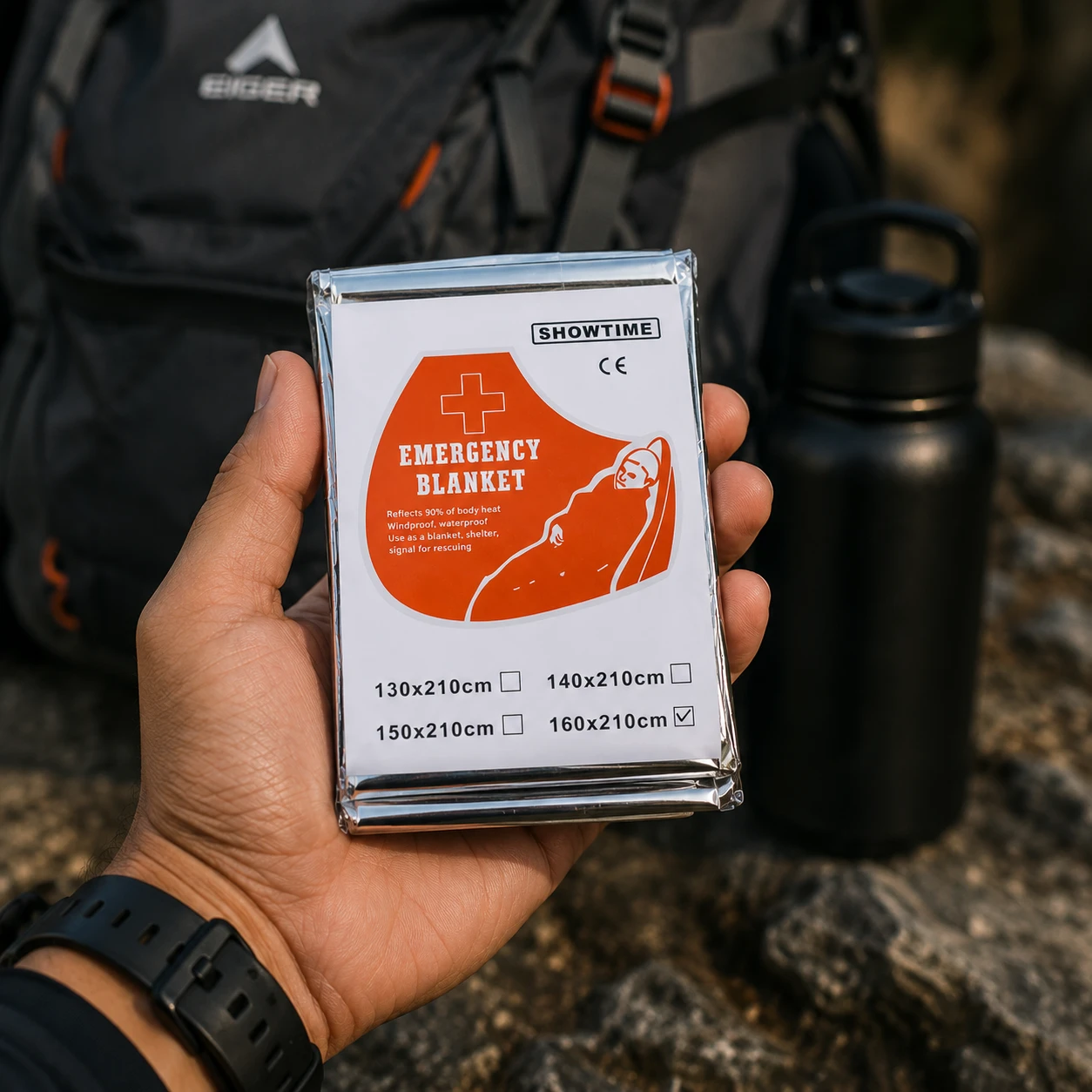Emergency blanket dalam ukuran terlipat