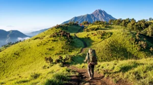 pendaki yang menuju puncak gunung merbabu