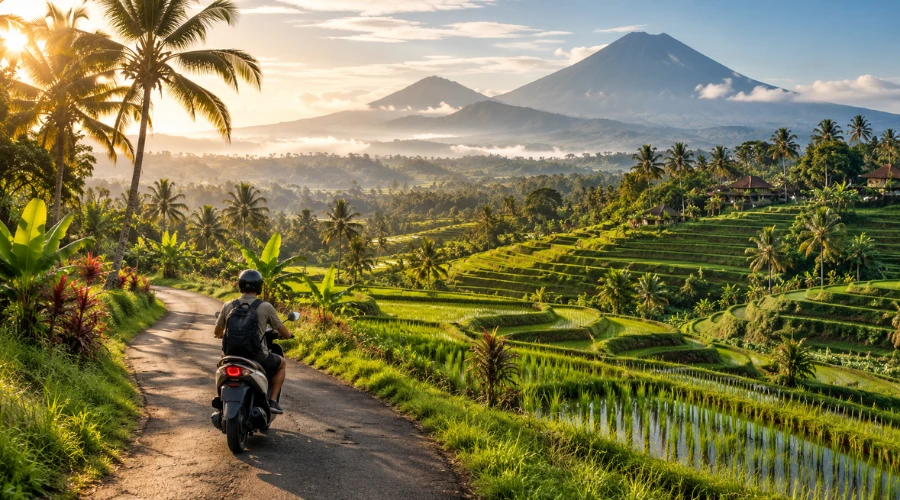 menjelajah bali dengan motor hasil rental